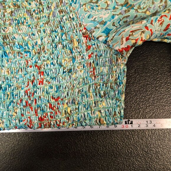 Zury Bohemian Style Dress Free Size Silk Smocked Bell Sleeve - Picture 8 of 9